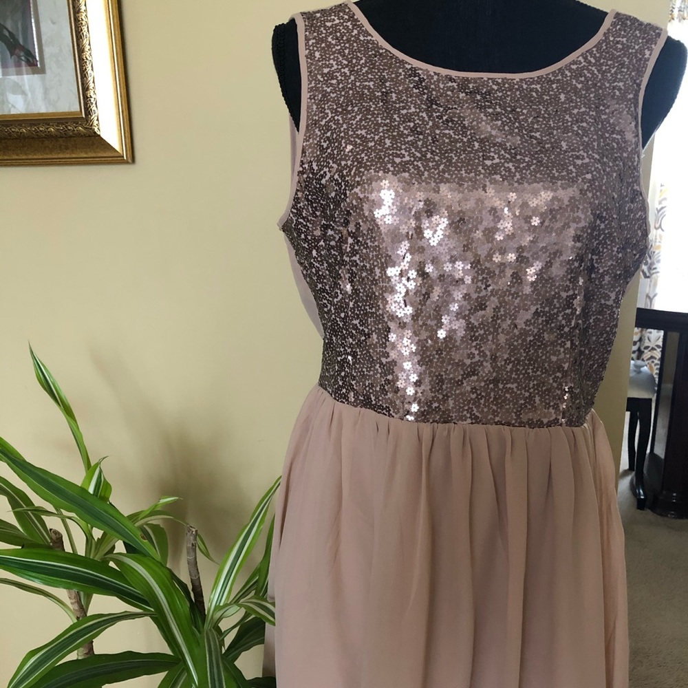 Rose Gold Flower Sequin Dress